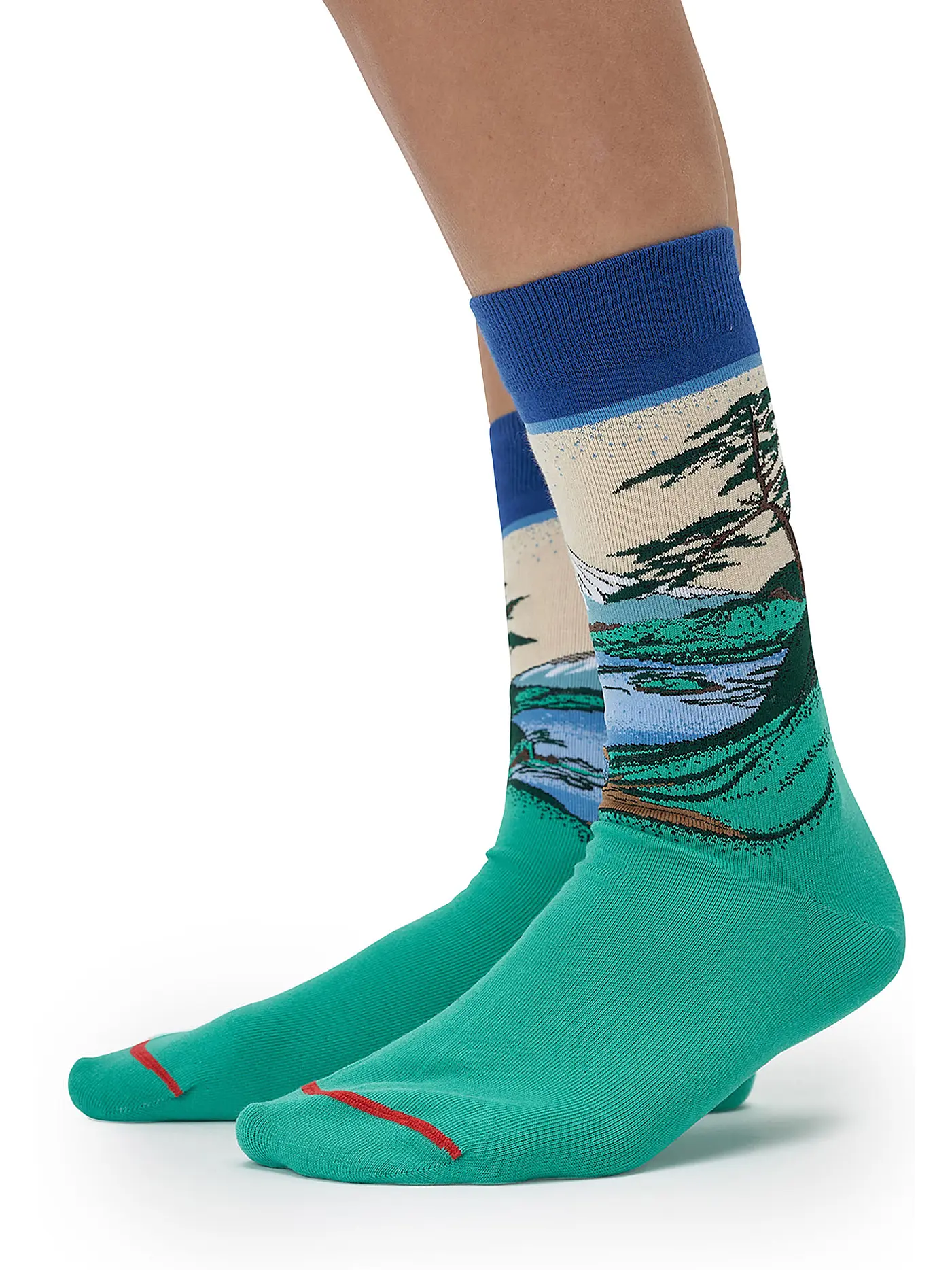 MUSEARTA | Herren Socken MOUNT FUJI - HOKUSAI green-multi (40-46) | 